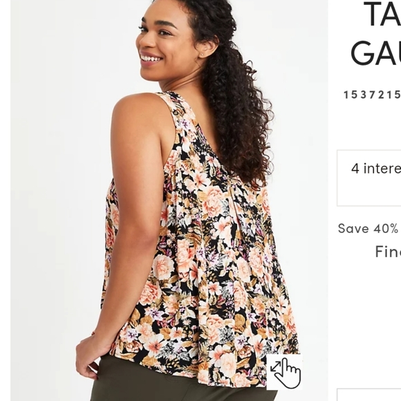 TANK TOP - CRINKLE GAUZE FLORAL BLACK - Picture 3 of 7